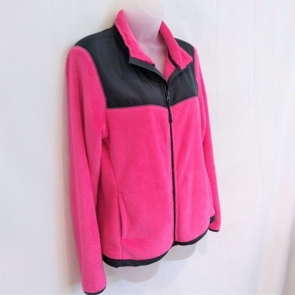 Danskin Now Women's Size Medium Pink and Black Plush Zip Up Jacket - Picture 3 of 10